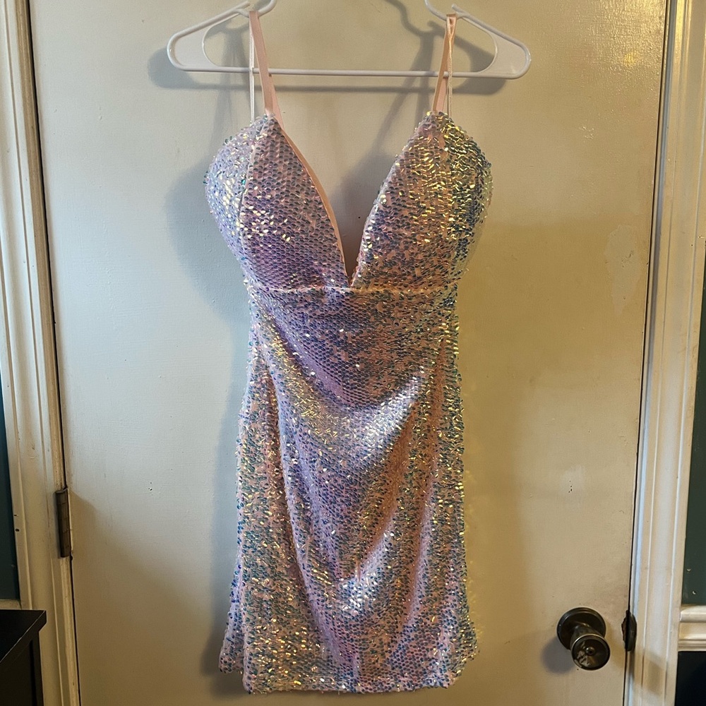 NWT Fashion Nova Glittering Sequin Dress Blush Pink  NEW WITH TAGS (1X)